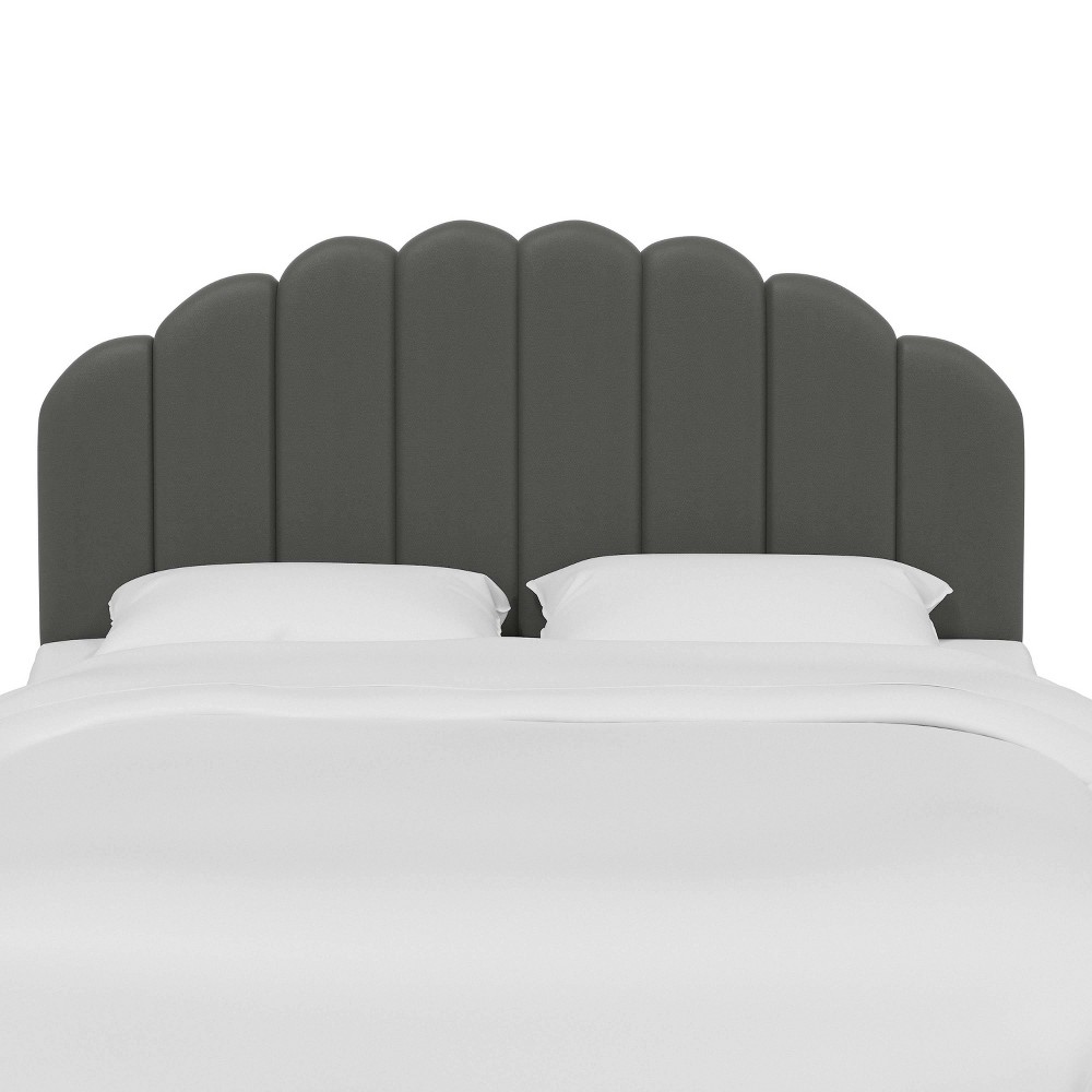 Photos - Bed Frame Skyline Furniture Queen Emma Shell Upholstered Headboard Dark Silver