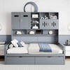 TIRAMISUBEST Twin/Full Size Daybed With 2 Storage Drawers and All-in-One Cabinet, Wooden Daybed Frame Sofa Bed with Open Storage Shelves - 2 of 4