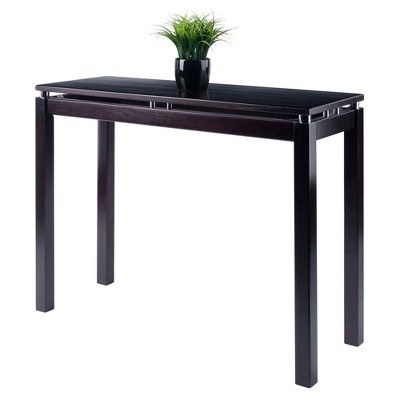 Elevated Dark Espresso Wood Console Table with Chrome Accents
