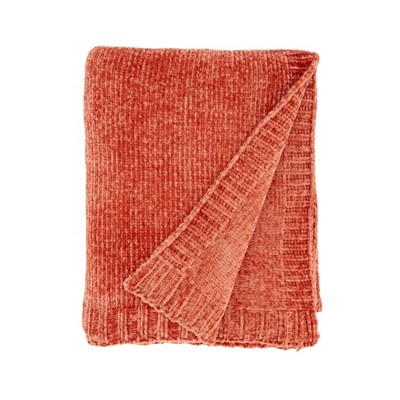 Coral Chenille Knit Throw Blanket, 50 x 60 Inches