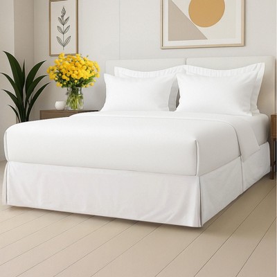 Luxury Hotel Style Bed Skirt – Tailored Pleat, 14-Inch Drop, Crisp White Microfiber