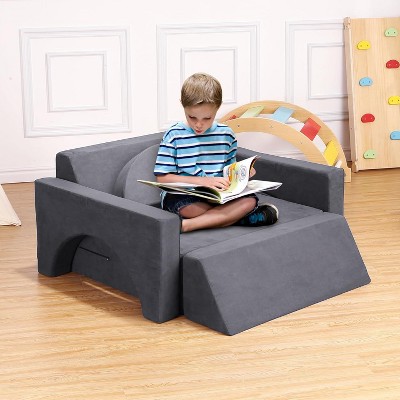 Acekool 7-Piece Kids Play Couch – Modular Convertible Sofa with Soft Navy Covers for Playrooms & Indoor Adventures