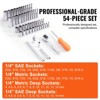 VEVOR Socket Set, 1/4 Inch Drive Socket and Ratchet Set, 6-Point Socket Opening, 54 Pieces Tool Set SAE and Metric, Deep and Standard Sockets Black - 4 of 4
