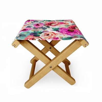 Marta Barragan Camarasa Abstract Geometrical Flowers Folding Stool - Deny Designs