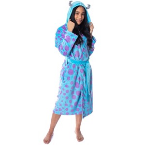 Disney Adult Monsters Inc Sulley Costume Fleece Plush Robe Bathrobe - 1 of 4