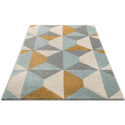 Geometric Gold Elegance Synthetic Area Rug, 3'11" x 5'3"