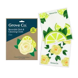 Grove Co. Reusable Dish Cloth - Citron & White Rose - 2pk