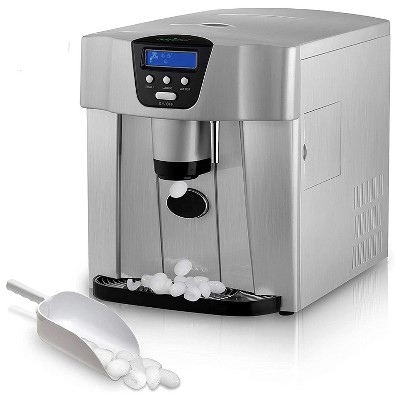 NutriChef PICEM75.6 Home/Office 2 in 1 Countertop Compact Portable Electric Ice Cube Maker and Water Dispenser Machine with Scoop