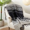 Saro Lifestyle Artisanal Multi-Pattern Fringed Throw, Black, 50"x60" - image 3 of 3