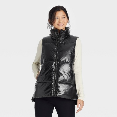 black puffer womens vest