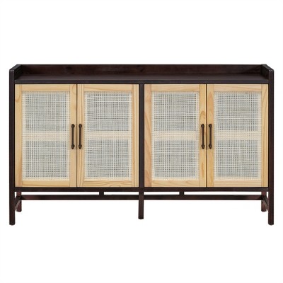 XINGHANZHENXUAN Rustic Sideboard Buffet Cabinet with Rattan Doors, Storage Cabinet with Adjustable Shelves for Dining Room & Living Room