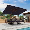 PURPLE LEAF Double Top Rectangle Patio Umbrella with Base Deluxe Wood Pattern Offset Hanging Umbrella for Pool Garden - 2 of 4
