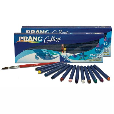 Prang Payons Watercolor Crayon Set with Brush, Assorted Colors, 12 Per Pack, 2 Packs