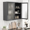 30 In. Retro Style Wall Mounted Cabinet Table-Top Storage Cabinet with Hazy Glass Doors and 2 Adjustable Shelves - 3 of 4