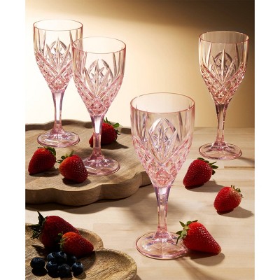 Godinger Dublin Blush Pink Acrylic Goblet Set of 4