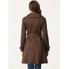 Allegra K Women's Faux Suede Notched Lapel Strap Cuff Solid Double Breasted Tie Belt Trench Coat - 4 of 4