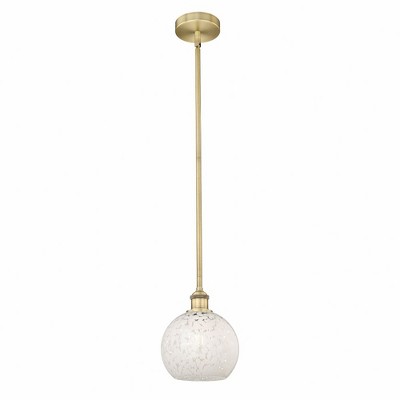 White Mouchette - 1 Light Stem Hung Mini Pendant In Modern Style-10 Inches Tall and 8 Inches Wide