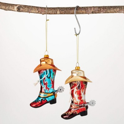 5.5"H Sullivans Whimsical Boot Ornaments - Set of 2  Multicolored Christmas Ornaments