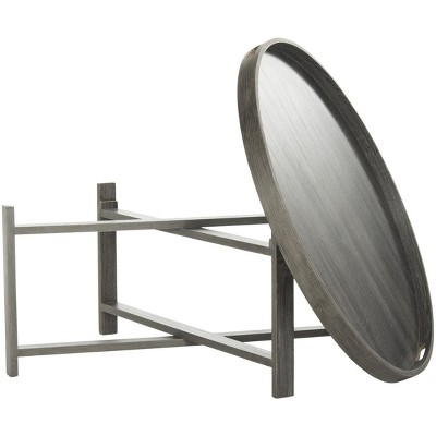 Cursten Dark Grey Wood X-Base Coffee Table