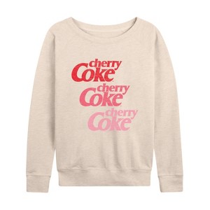 Women's - Coca-Cola - Cherry Coke Ombre Logo Lightweight French Terry Wide Neck Long Sleeve Shirt - 1 of 4