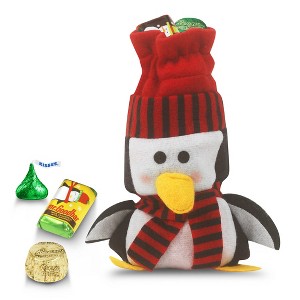 Christmas Candy Gift for Kids Little Red Penguin Bag 1/2lb Hershey's Chocolate Holiday Mix (approx. 30 Pcs Candy) - 7" Tall - 1 of 1