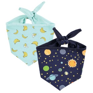 Luvable Friends Dog Reversible Pet Dog and Cat Bandana Bibs 2pk, Banana Space, One Size - 1 of 4