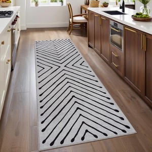 Modern Geometric Area Rug Farmhouse Stripe Area Rug Living Room Stain Resistant Non-Slip Carpet for Bedroom Dining Room - 1 of 4
