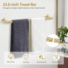 Itopfox 5 Piece Bathroom Hardware Set Brushed Gold Stainless Steel Towel Bar Toilet Paper Holder with Shelf Wall Mounted Accessories Kit for Bathroom - 2 of 4
