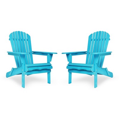 Maggift Wooden Folding Adirondack Chairs Set of 2 Casual Patio Chairs with Wood Grain for Patio, Yard, Garden, Blue, 31"*28"*36"