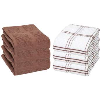Sloppy Chef Premier Kitchen Towel (6 Pack), 15x25, Popcorn Pattern Weave, 100% Cotton