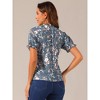 INSPIRE CHIC Women's Ruffled Short Sleeve Floral Mock Neck Summer Top - 4 of 4