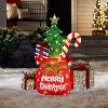 LuxenHome Lighted Santa’s Gift Pack Outdoor Christmas Decoration, Red Fabric Holiday Yard Display Red, Green - 4 of 4