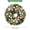 24 Inch Pre-Lit Christmas Wreath for Front Door, 20 LED Lights, Artificial Xmas Wreath with Gold Leaves, Balls and Ornaments for Fireplace, Outdoor - 2 of 4