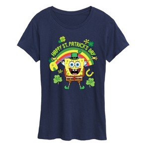Women's - SpongeBob Squarepants - Spongebob Happy St Patricks Day Short Sleeve Graphic T-Shirt - 1 of 4