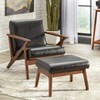 Buylateral Bianca Mid-Century Modern Ottoman Black/Walnut: Rubberwood Frame, Padded Rectangular Footstool - 4 of 4