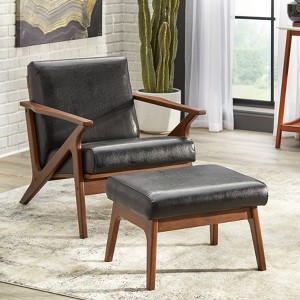Buylateral Bianca Mid Century Modern Faux Leather Ottoman - 1 of 4