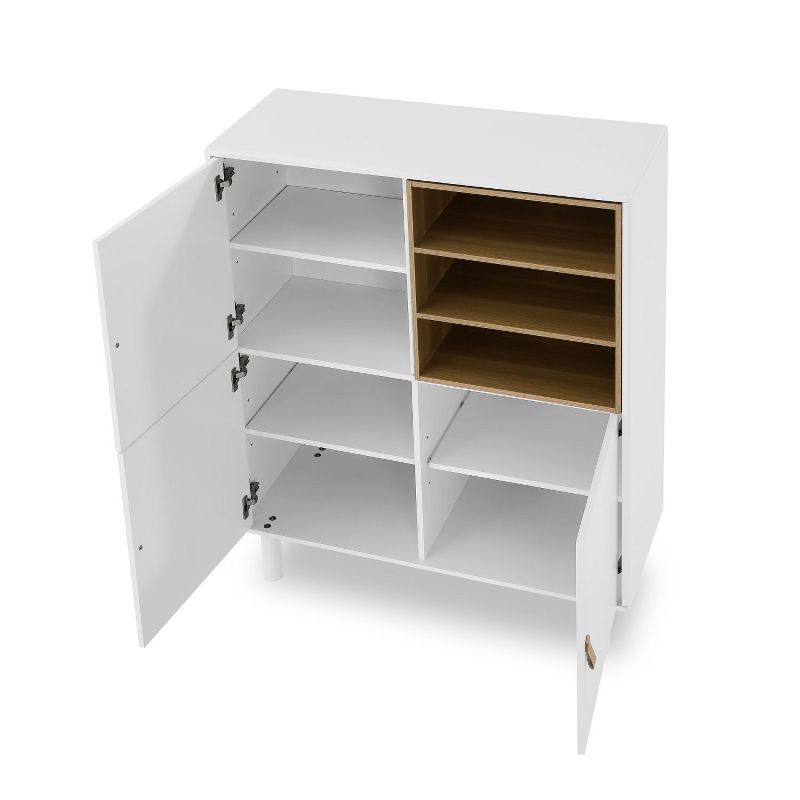 Isabel Modern White Storage Cabinets with 3 Doors and Leather Handle - Maison Boucle, 2 of 9
