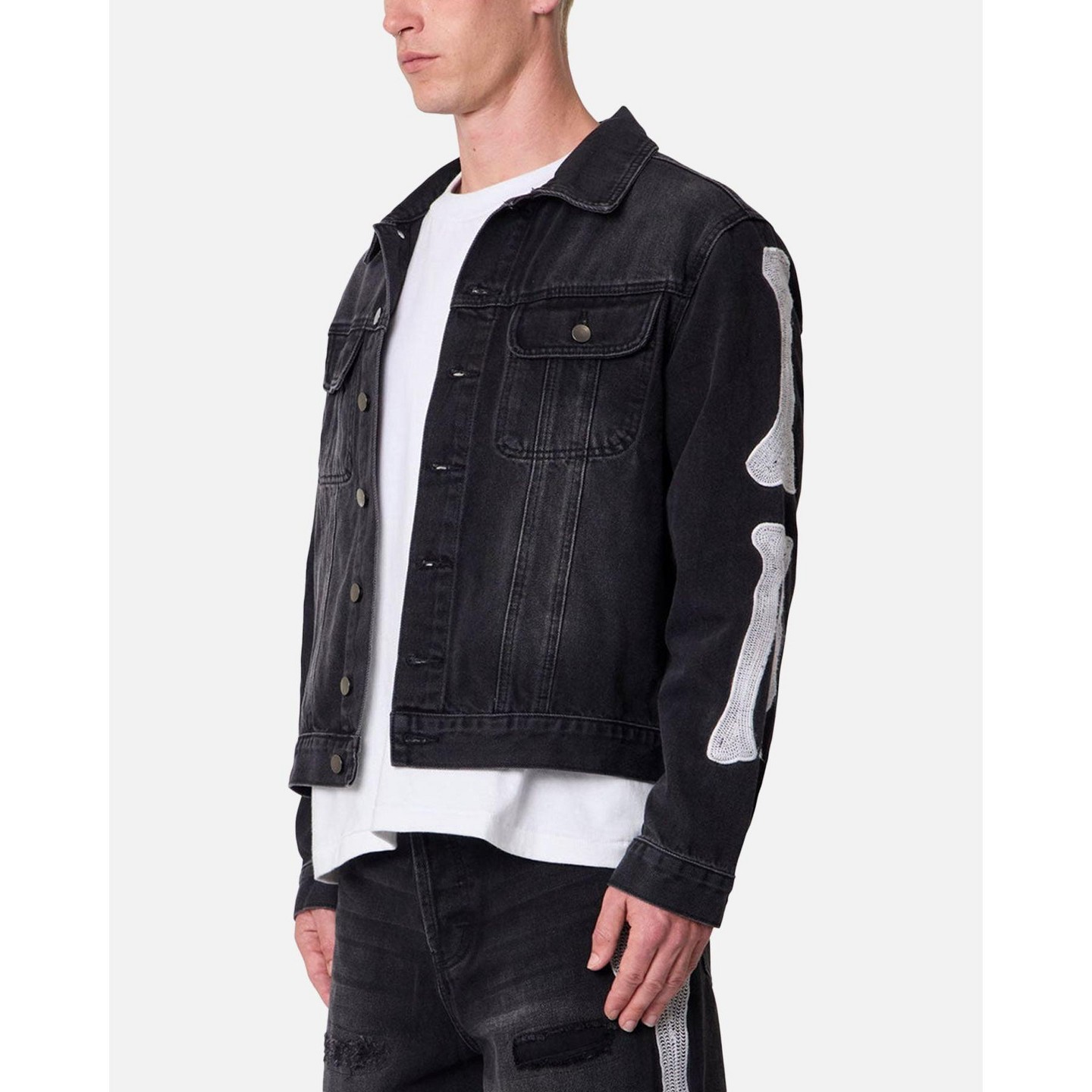 Мужские куртки MNML Raw Skeleton Trucker Jacket - Washed Black XL — фото 2