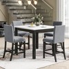 TiramisuBest 5psc Counter Height Dining Table Set with One Faux Marble Top Dining Table and Four Velvet-Upholstered Chairs,Black - 3 of 4