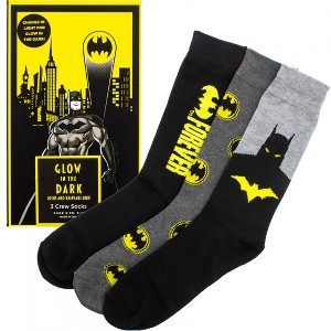Mens Batman 85 Years 3-Pair Crew Socks in Glow in The Dark Box - 1 of 4