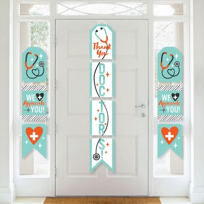 Big Dot of Happiness Thank You Doctors - Hanging Vertical Paper Door Banners - Doctor Appreciation Week Wall Decoration Kit - Indoor Door Decor