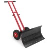 29x14 in Snow Shovel with 5-Position Angled Blade & Adjustable Handle, Heavy Duty Metal Snow Pusher Shovel with Wheels for Driveway, Doorway, Sidewalk - 2 of 4