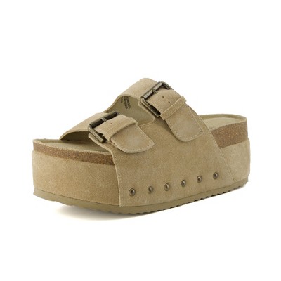 CUSHIONAIRE Women's Guru Genuine Leather footbed platform sandal with +Comfort, Wide Widths Available