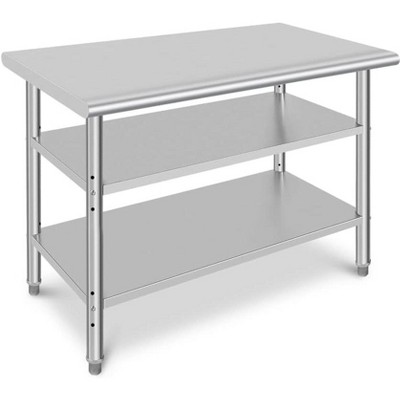 Stainless Steel Work Table–Adjustable Utility Kitchen Cart with Backsplash,Heavy Duty Equipment