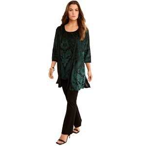 Roaman's Velvet Burnout Cardigan Twinset - 1 of 4