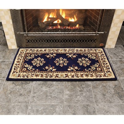 Blue Oriental Wool Rectangular Hearth Rug