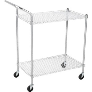 Heavy Duty Utility Cart with Handle, Utility Rolling Cart Food Storage Trolley with Adjustable Shelves, Easy Assembly, 360 Swivel Wheels - 1 of 4