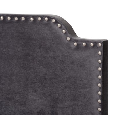 King-Sized Luxe Velvet Upholstered Bed with Nailhead Trim