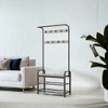 LEDREM Coat Rack, Hall Tree with Shoe Bench , Entryway Bench with Coat Rack, 4-in-1, with 9 Removable Hooks, a Hanging Rod, 13.3 x 33.1 x 72.1 Inches - 4 of 4