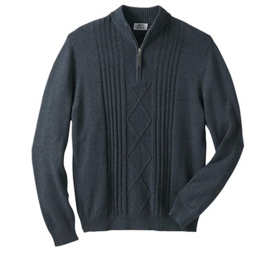 Liberty Blues by KingSize Men's Big & Tall Shoreman's Quarter Zip Cable Knit Sweater
